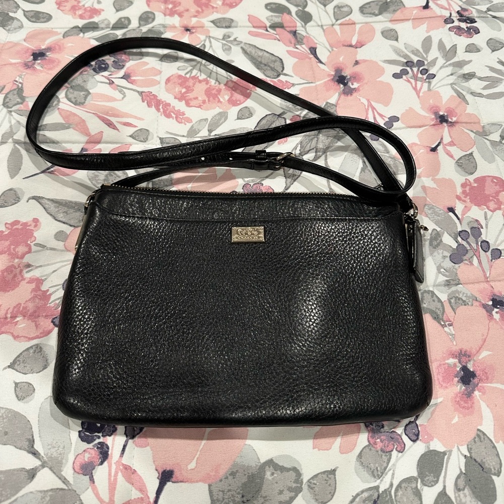Coach black leather crossbody.